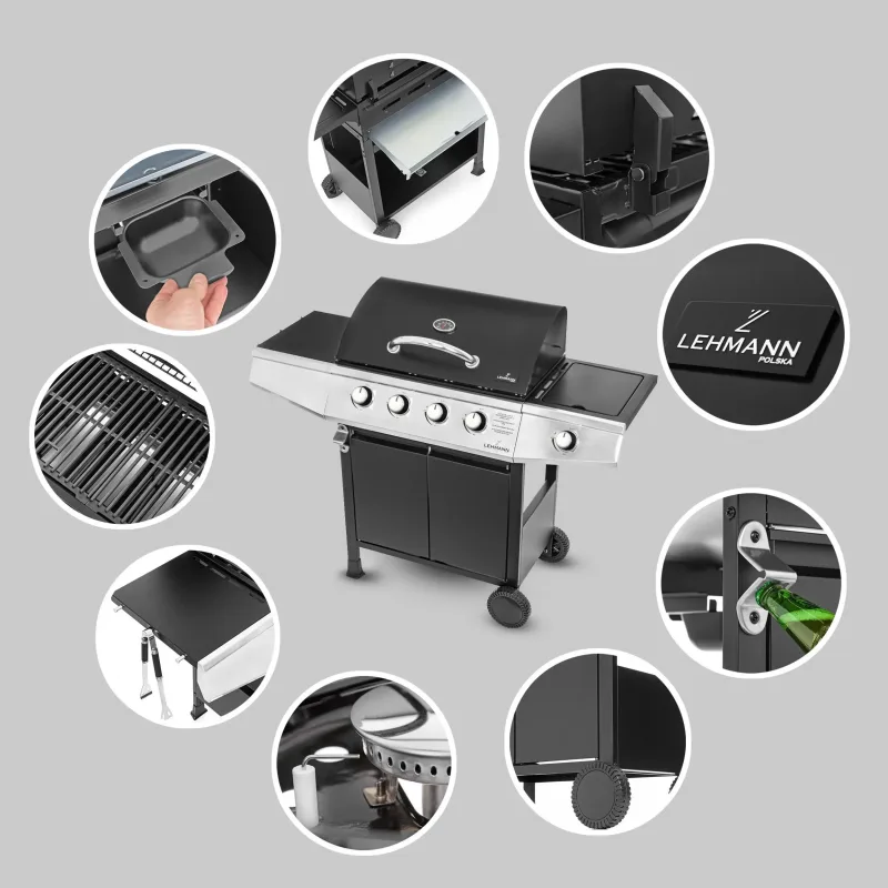 Газовий садовий гриль Lehmann Ohio 9,3 кВт 33,5 см x 61 см